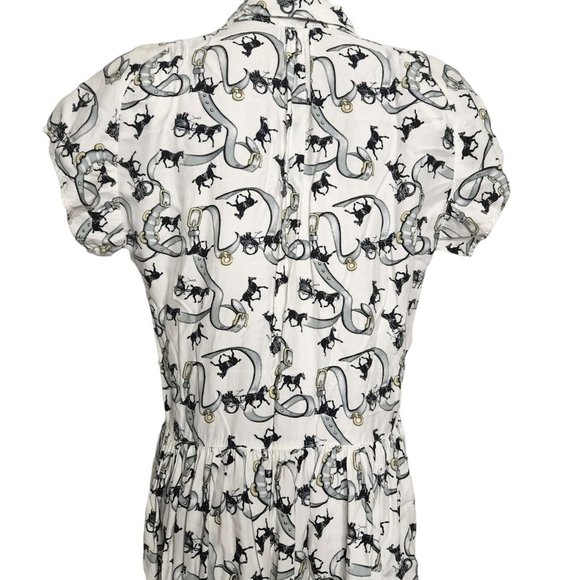 Vintage Patty Woodward Equestrian Horse Print Midi Dress Size Large - Picture 6 of 10